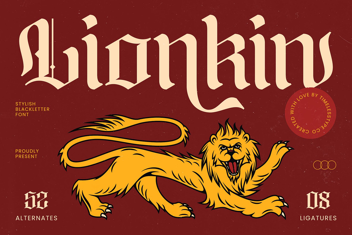Lionkin Stylish Blackletter Font, a Blackletter Font by timelesstype.co (Photo 1 of 20)