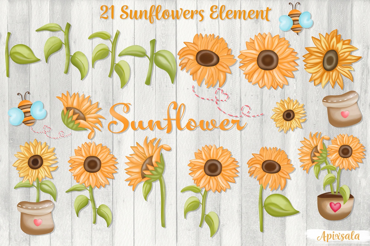 Gnome-Sunflower Watercolor, a Decorative Illustration by Apixsala (Photo 2 of 7)