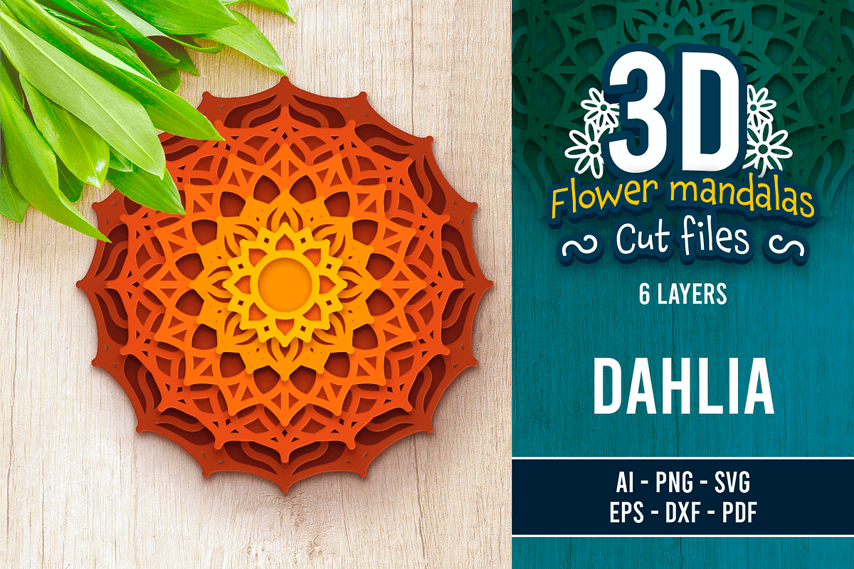 3D Dahlia Flower Design - Cut Files, an Object Graphic by Arshad Ali (Photo 1 of 8)