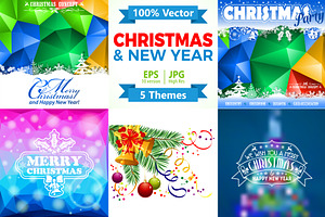 Christmas and New Year Backgrounds, a Decorative Illustration by TAlex