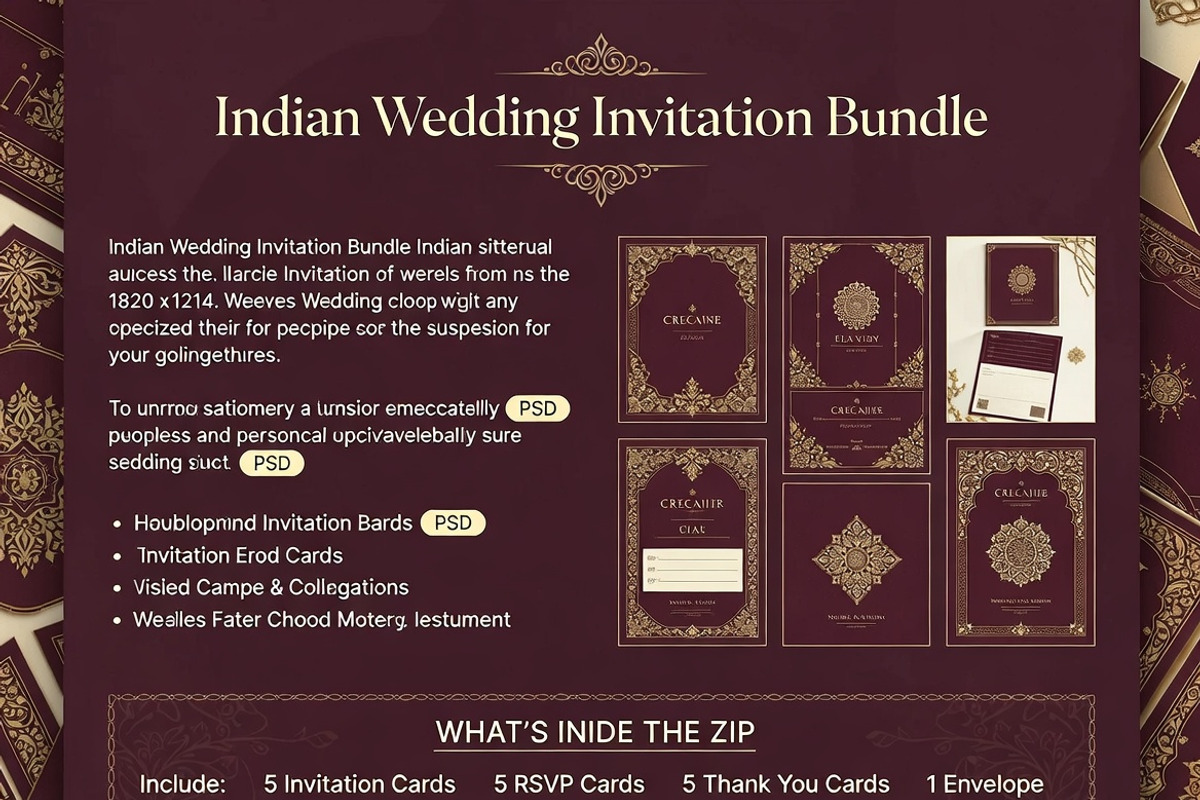 Indian Wedding Invitation PSD Cards, a Card Template by Dreamanart (Photo 2 of 4)