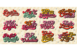 Valentine funky groovy hippie script, a Seasonal Illustration by Vector Tradition