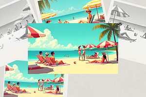Retro Beach Vibes Photo Pack 4, a Person Photo by adenpinkstore
