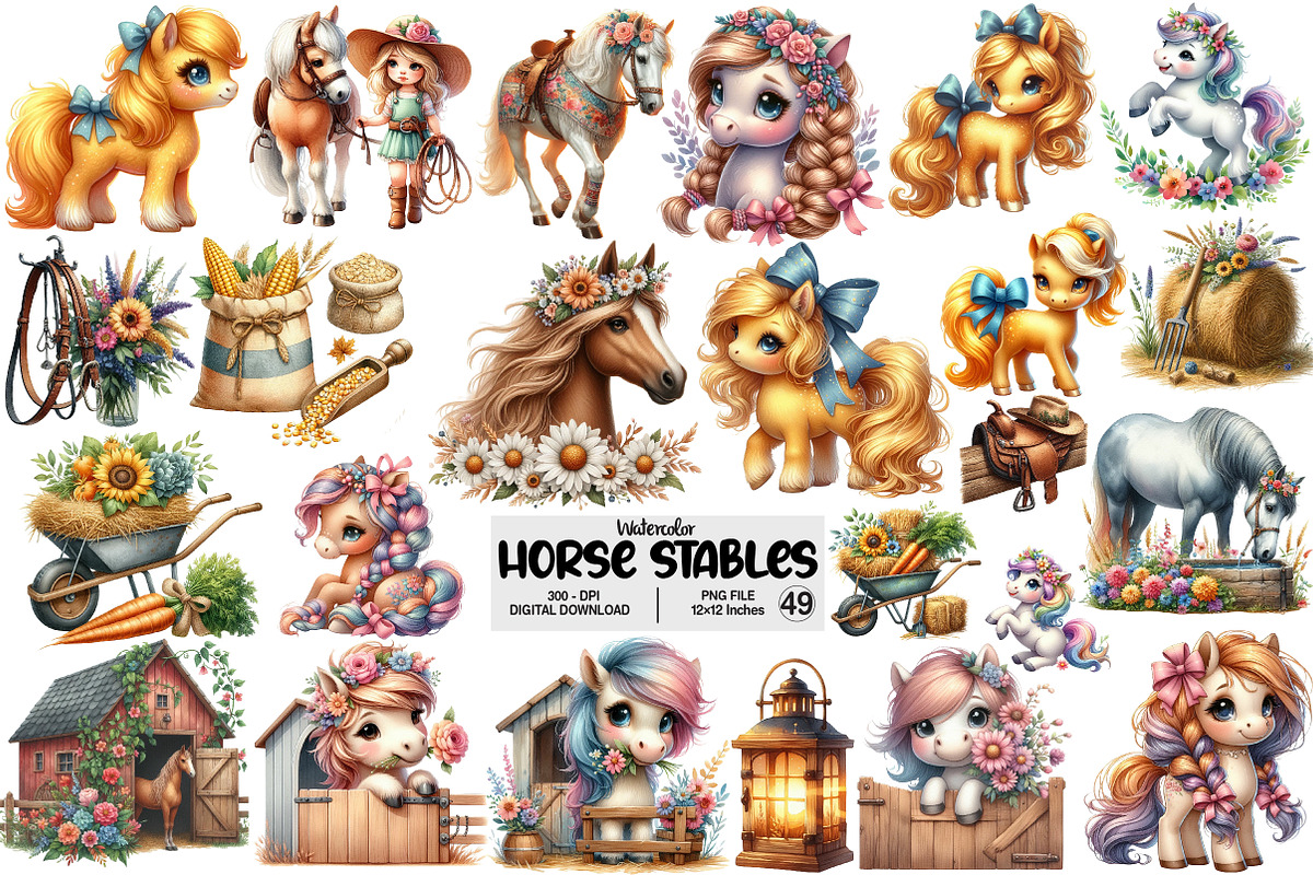 Horses Stables Clipart, an Illustration by Pixels.Craft (Photo 1 of 10)