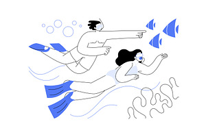 Snorkeling isolated cartoon vector, a Person Illustration by Visual Generation