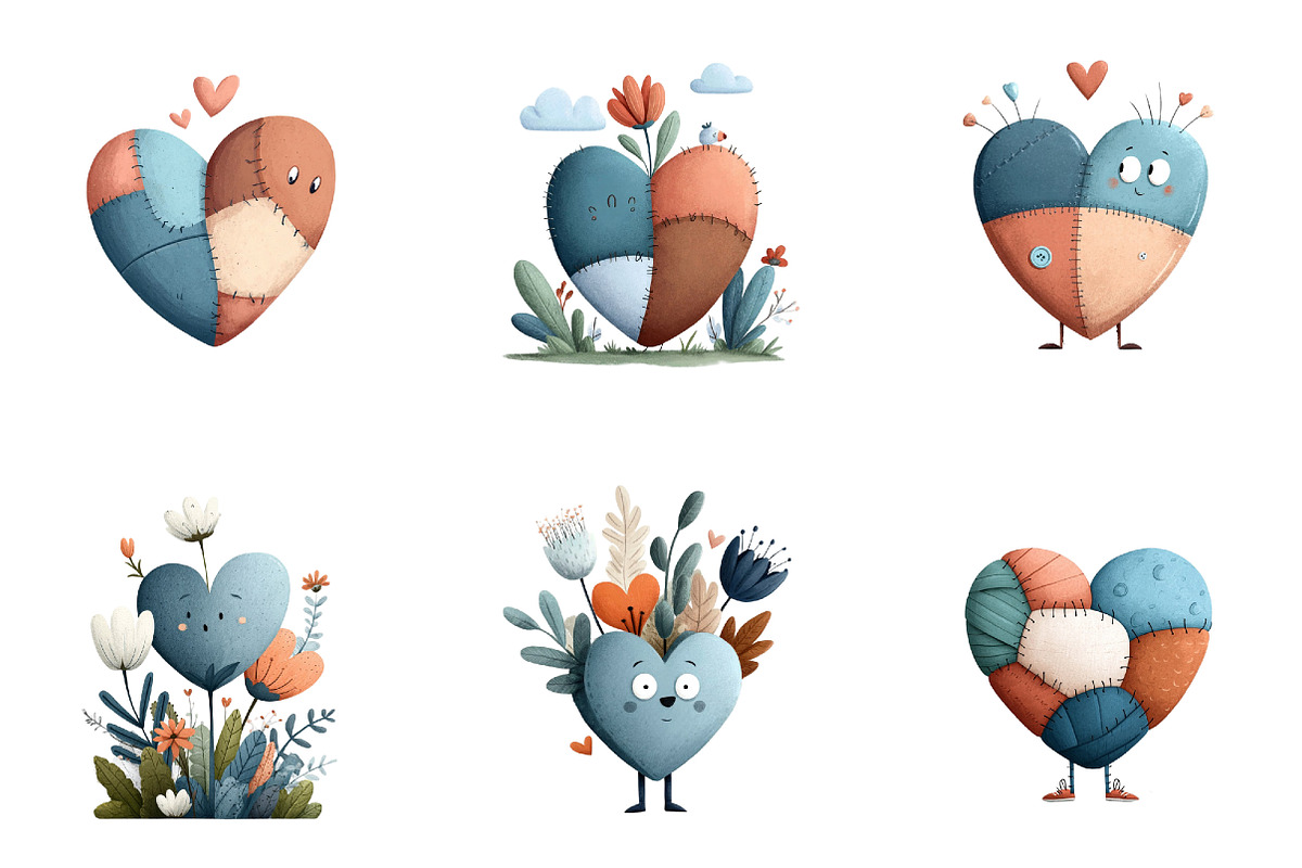 patchwork heart valentine clipart, an Illustration by DreamArtGraphic (Photo 3 of 4)