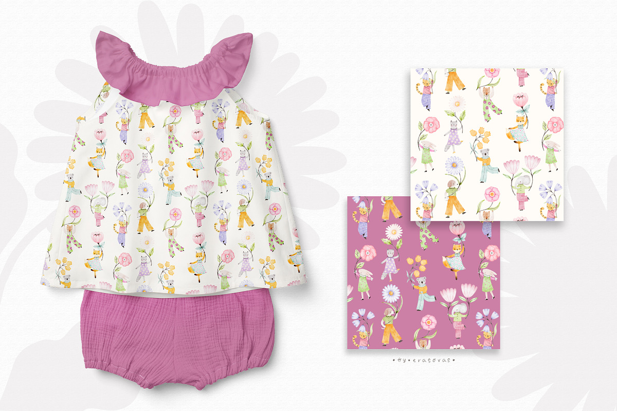 FLOWER DANCE illustrations&patterns, an Animal Illustration by erasovas (Photo 6 of 11)