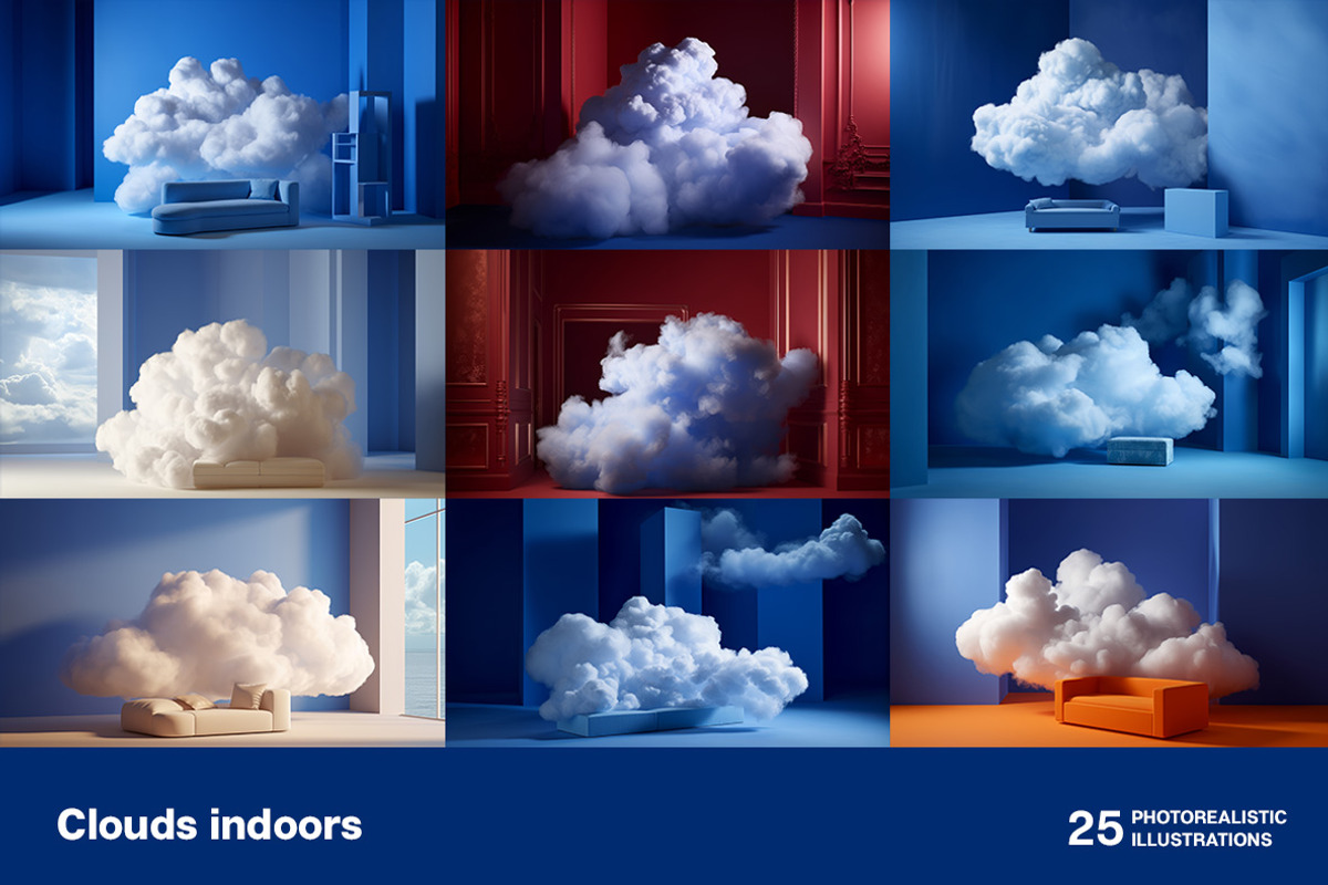 Clouds indoors. 25 images, a Decorative Illustration by Handmadefont (Photo 2 of 10)
