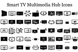 Smart TV Multimedia Hub Icons, a Graphic by hafijul