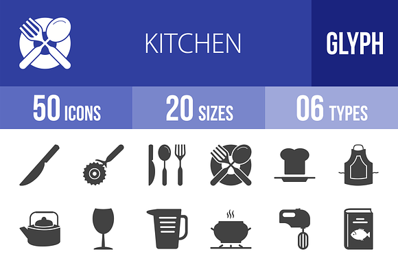 50 Kitchen Glyph Icons