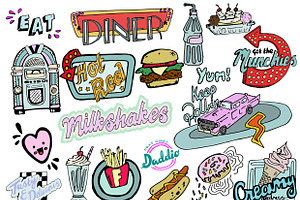 AT THE DINER - CLIPART STICKER PACK