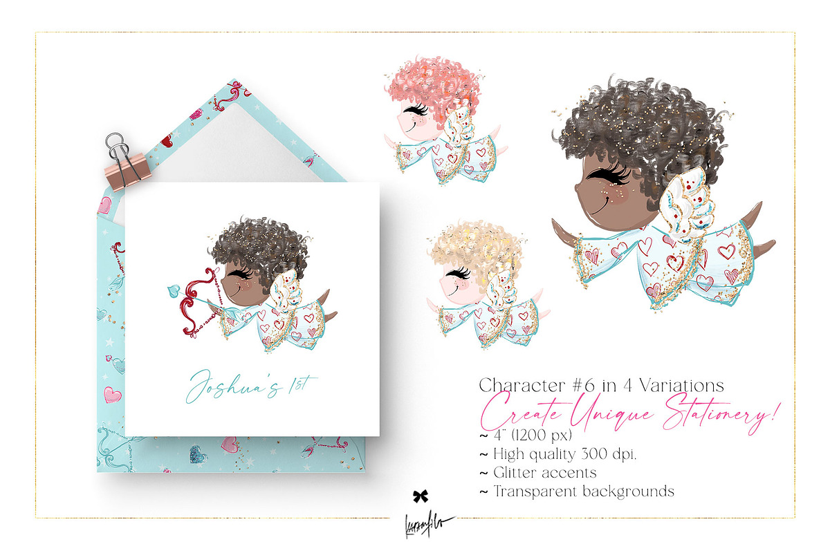 Valentine Cupid Angels Illustrations, a Seasonal Illustration by KaramfilaS (Photo 8 of 11)
