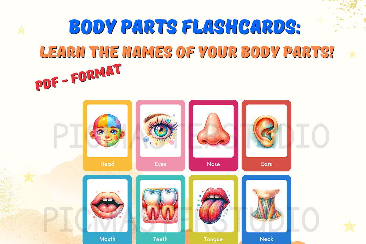 Body Parts Flashcards for Kids: A Fu, a Card Template by John_Walker (Photo 2 of 4)