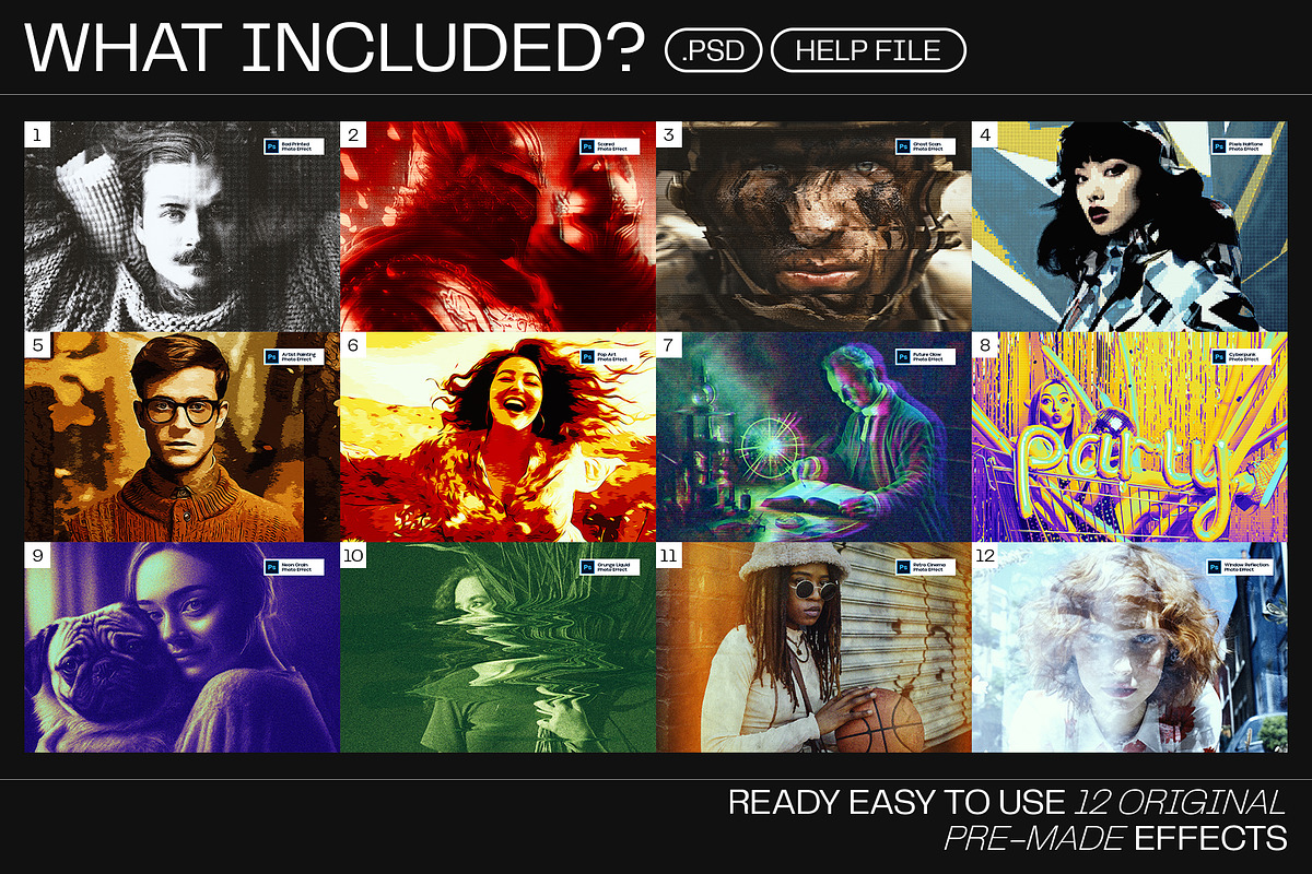 12 Photo Effect Templates, a Layer Style Add-On by iDoodle Studio (Photo 2 of 6)