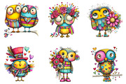 Whimsical Valentine Owl Clipart, an Illustration by designcity5 (Thumbnail 5 of 5)