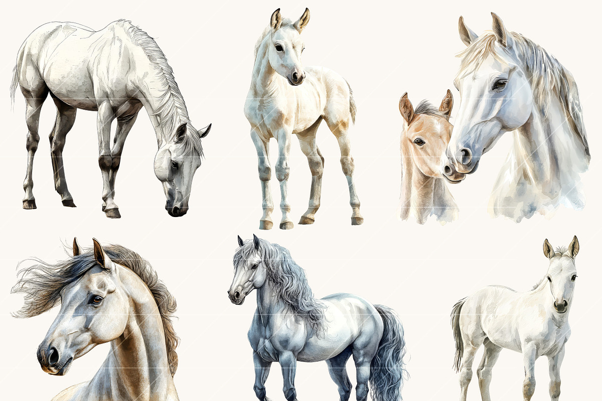 Watercolor Horses Clipart Bundle, an Animal Illustration by Design Scotch (Photo 3 of 8)