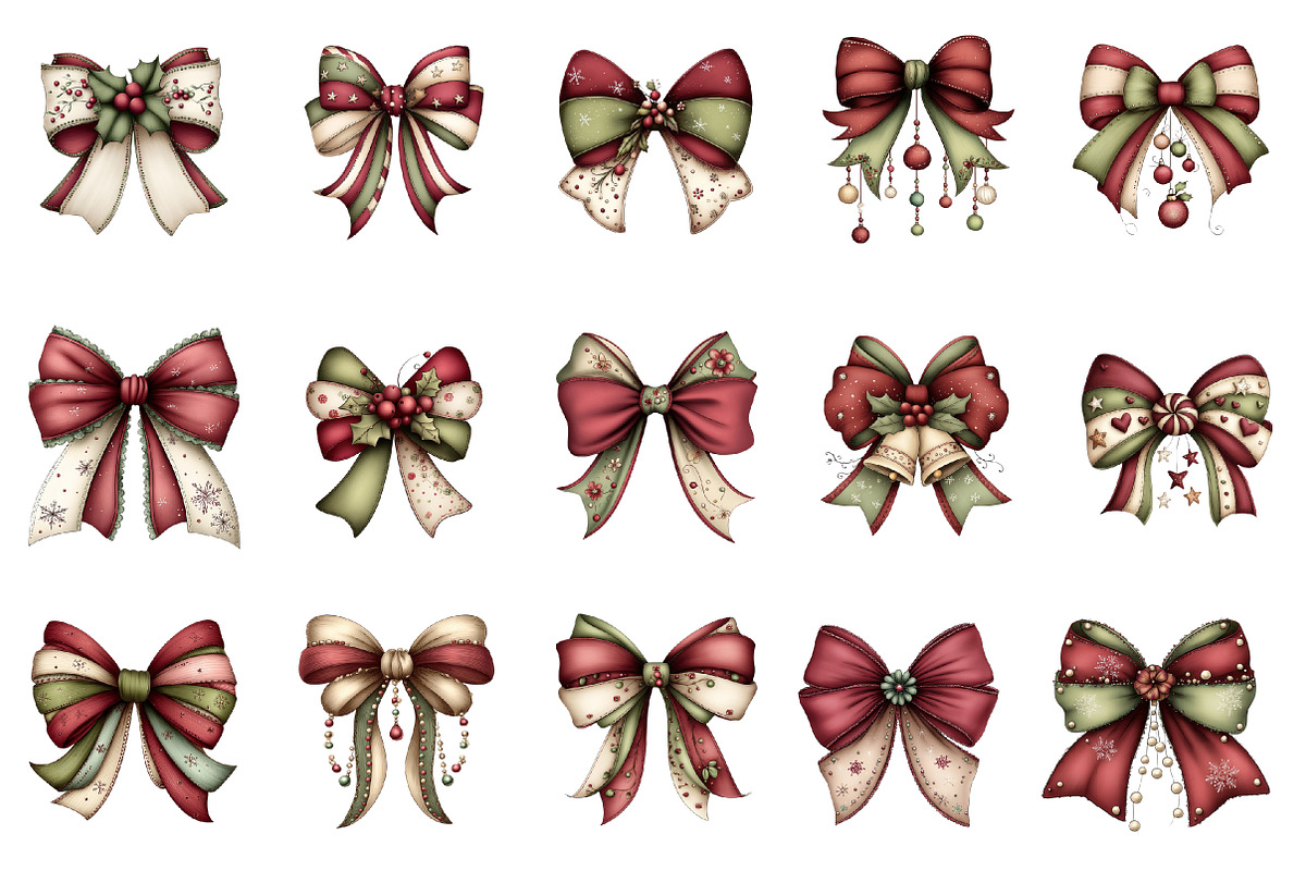 Whimsical Christmas Coquette Bow Cli, an Illustration by designcity5 (Photo 2 of 5)