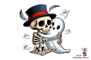 10 Cute Skeleton Hugging Ghost PNG, an Illustration by Clipart Bloom (Thumbnail 11 of 11)