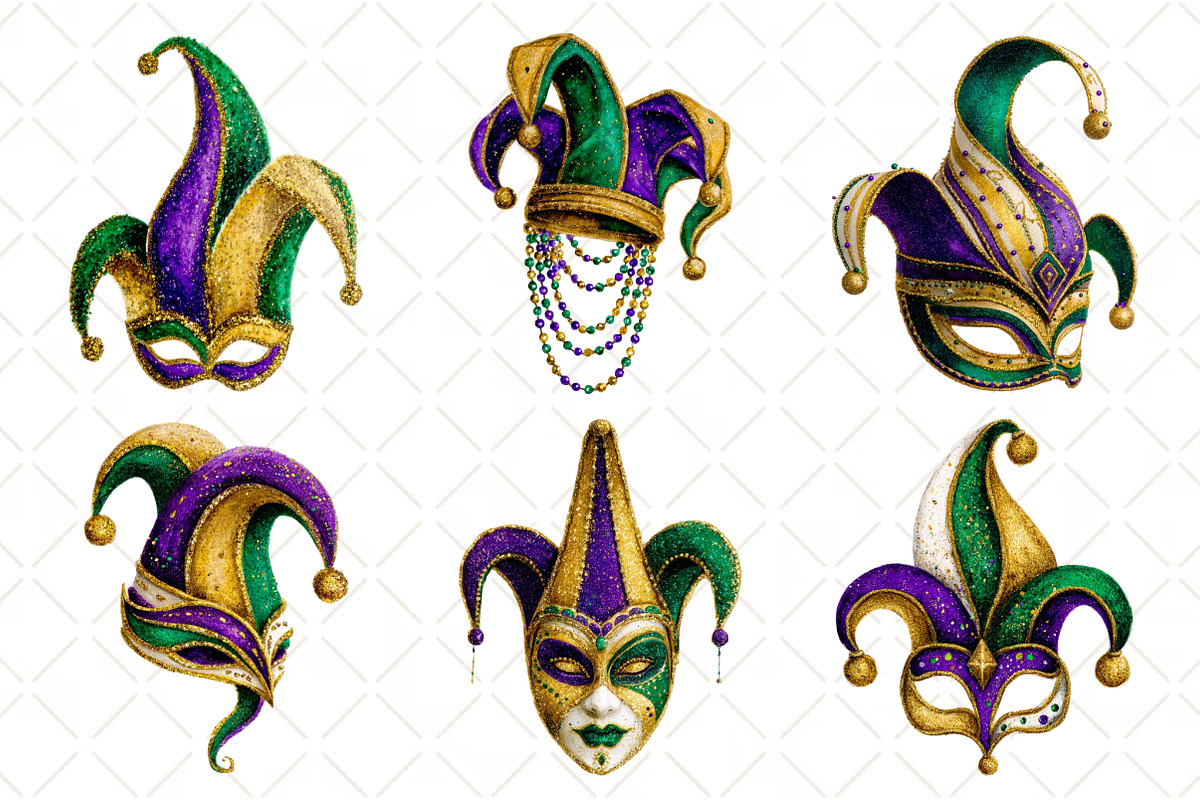 Watercolor Mardi Gras Jester Hat, an Illustration by Black Bird Studio (Photo 4 of 6)