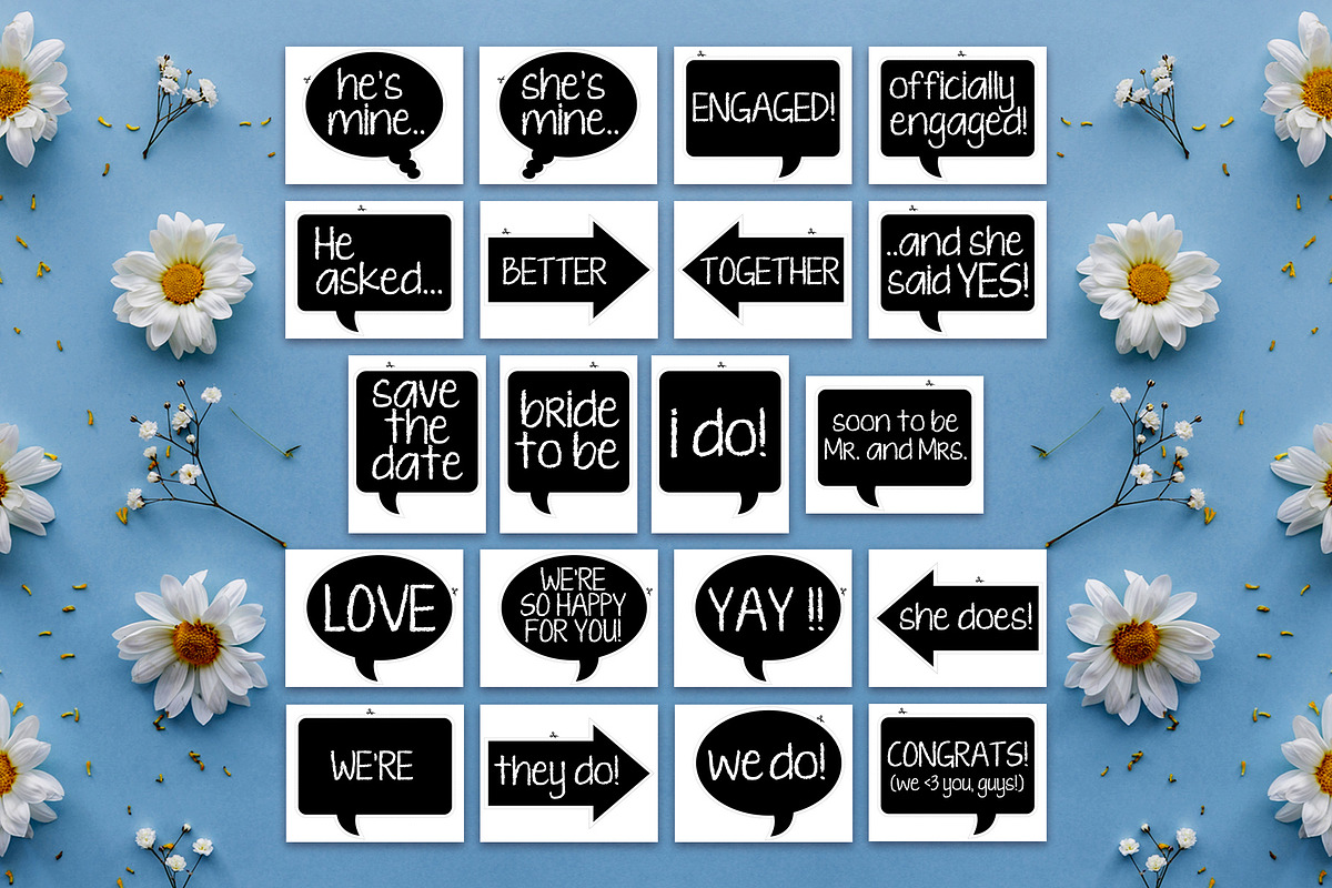 20 Engagement Photo Booth Props, a Stationery Template by DickyJiang Illustrations (Photo 2 of 3)