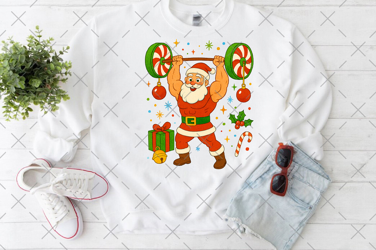 Funny Bodybuilder Santa Claus PNG, an Illustration by Craft Nest (Photo 3 of 6)