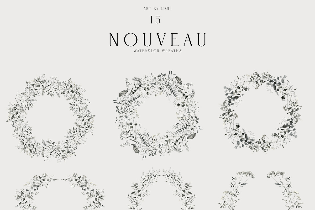 NOUVEAU watercolor floral, a Decorative Illustration by LiChu Art (Photo 3 of 12)