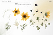 Sunny sunflowers, watercolor flowers, a Texture Illustration by ollalya (Thumbnail 13 of 16)