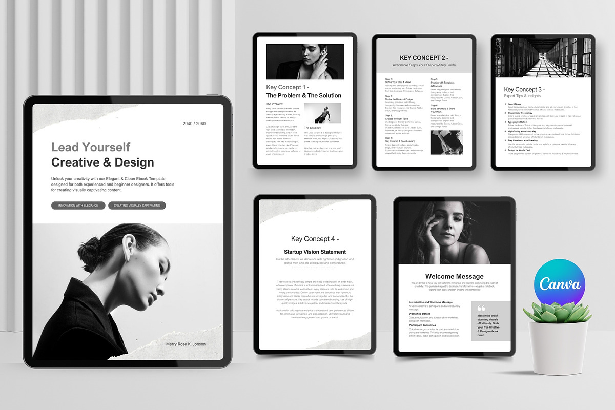 Black & White Canva Ebook Template, a Magazine Template by TheBrightGrap (Photo 1 of 9)
