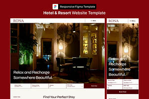 Hotel & Resort Figma Template, an UI Kit Template by Rozepaars Design