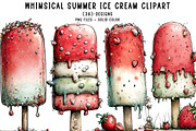Whimsical Summer Ice Cream Clipart, an Illustration by CreationArt (Thumbnail 1 of 6)