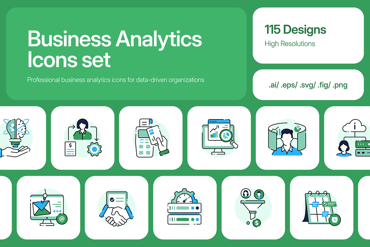 115 Business Analytics Icons, a Duotone Icon by Prosymbols (Photo 1 of 8)