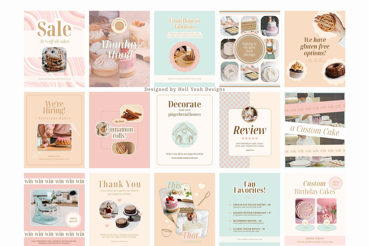 Boutique Bakery Instagram Templates, a Social Media Template by Hell Yeah Designs (Photo 4 of 12)
