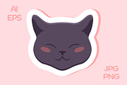 Gray Cat Emoji Stickers, an Animal Illustration by PsychocheArt (Thumbnail 5 of 9)