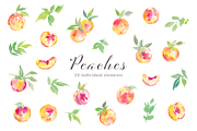 Peaches watercolor clipart set, a Decorative Illustration by Sawango Designs (Thumbnail 2 of 3)