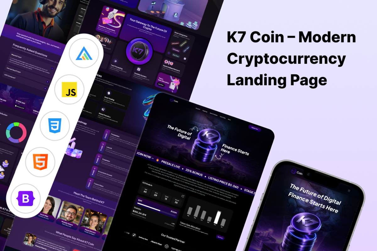 K7coin Cryptocurrency HTML Template, a HTML Template by Codeflicks (Photo 1 of 2)