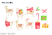 Christmas Llamas Clipart, an Illustration by PaperSphinx (Thumbnail 2 of 3)