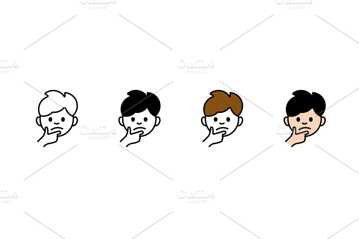 Thinking face emojis in various, an Object Illustration by skripnikbb