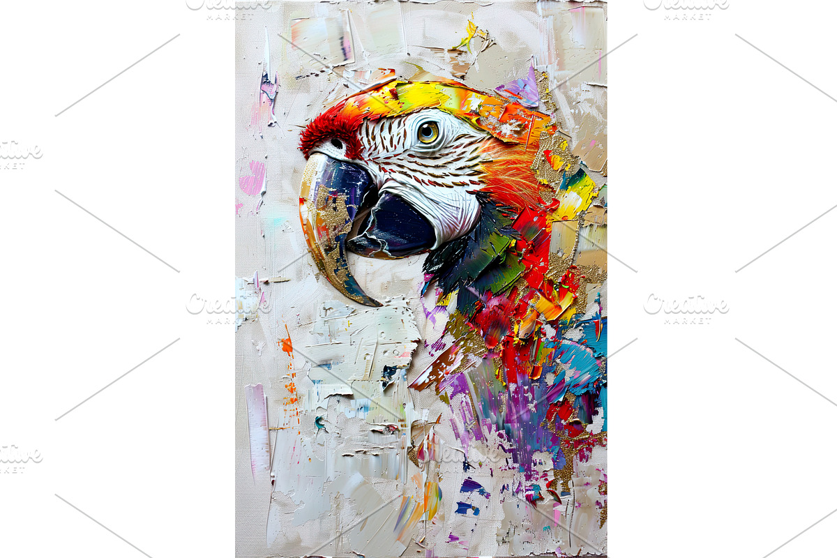 Vibrant parrot artwork abstract oil, an Animal Illustration by Lermont51