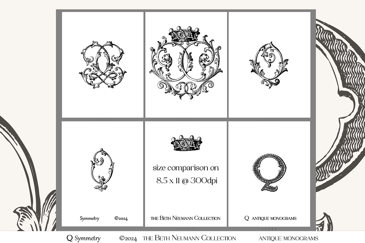 Antique Vintage Monogram Initial Q, an Object Graphic by Antique Monograms (Photo 3 of 4)