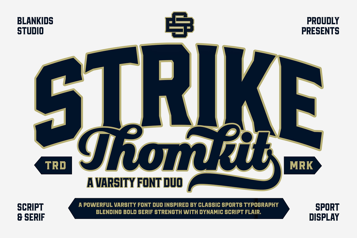 Thomkit Strike a Varsity Font Duo, a Serif Font by Blankids Studio (Photo 1 of 15)