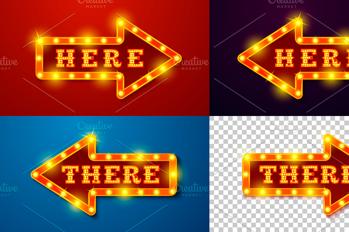 Vector Retro style light letters, a Decorative Illustration by Tashal (Photo 13 of 15)
