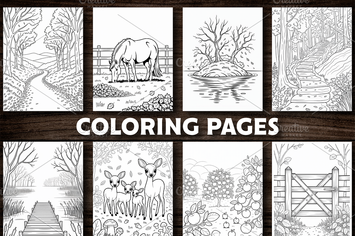 Autumn Landscape Coloring Book, a Seasonal Illustration by Design Station (Photo 4 of 5)