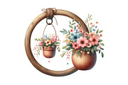 Hanging Plant Vase Watercolor Clipar, an Illustration by Designking (Thumbnail 2 of 4)