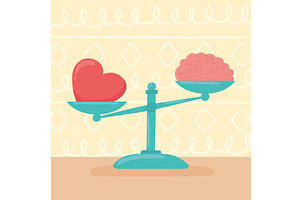 brain and heart on a scale, an Object Illustration by studiogstock