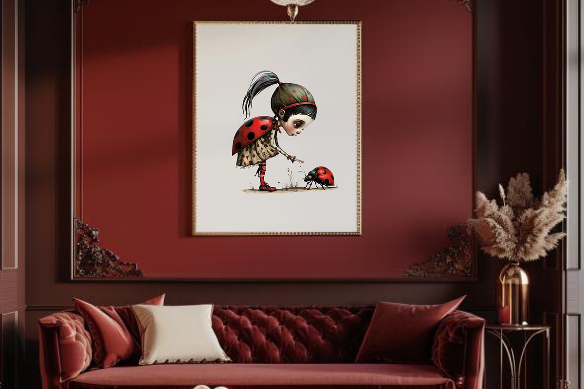 WHIMSICAL LADY BUG GIRL CLIPART, a Person Illustration by Daring Digies