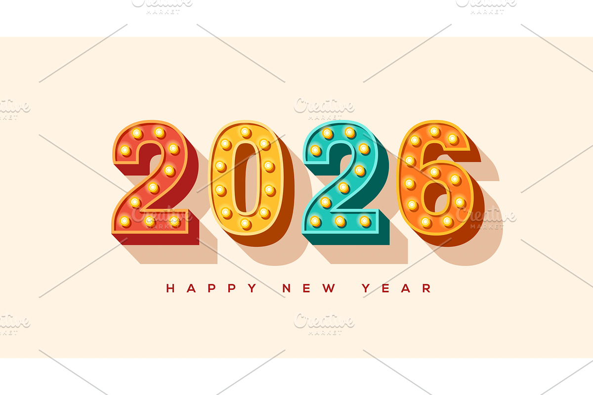 2026 retro New year logo, an Object Illustration by kotoffei
