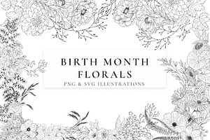 Birth Month Flowers SVG - PNG
