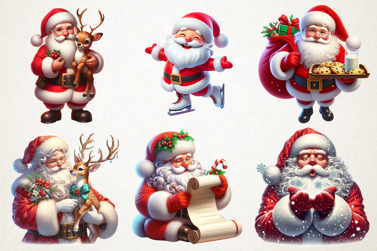 Cute Santa Watercolor Clipart, an Illustration by RobertsArt (Photo 4 of 5)