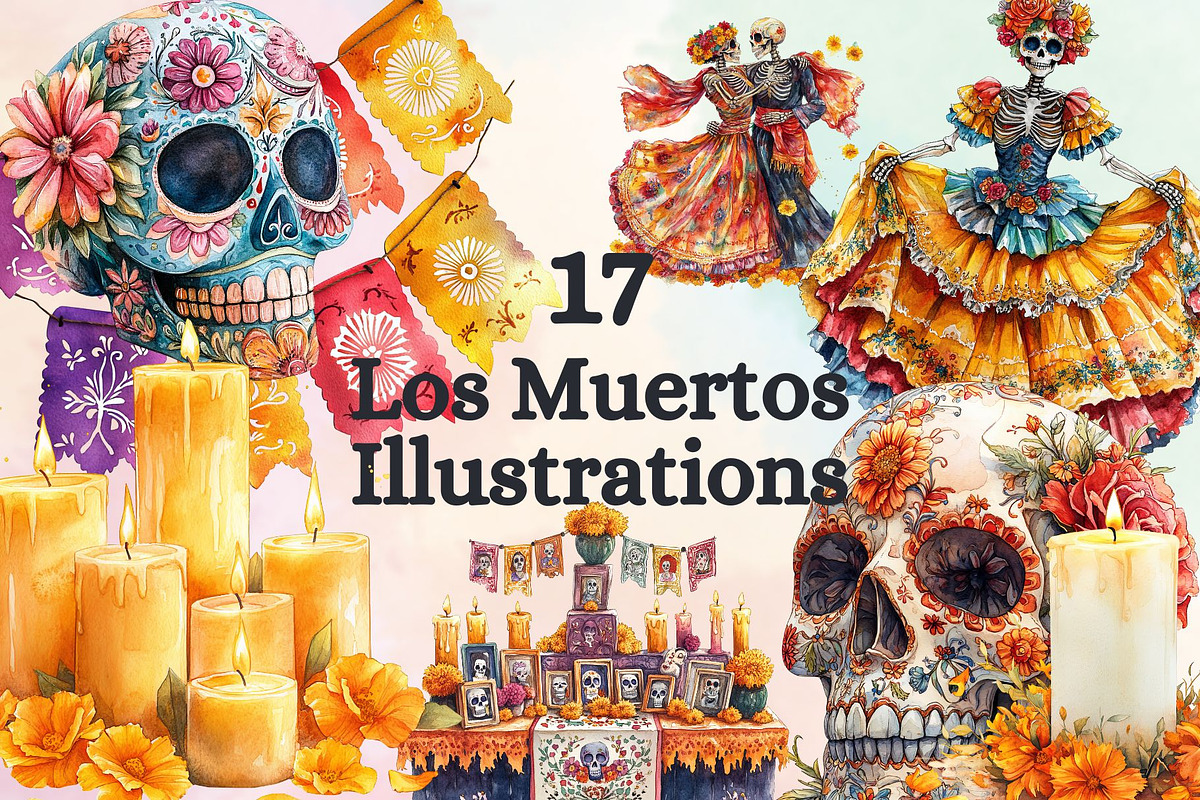 17 Dia de los Muertos Illustrations, a Seasonal Illustration by Loony Dream Designs (Photo 1 of 5)