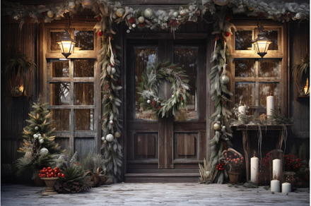 Vintage Rustic christmas entrance, a Holiday Photo by Ylivdesign